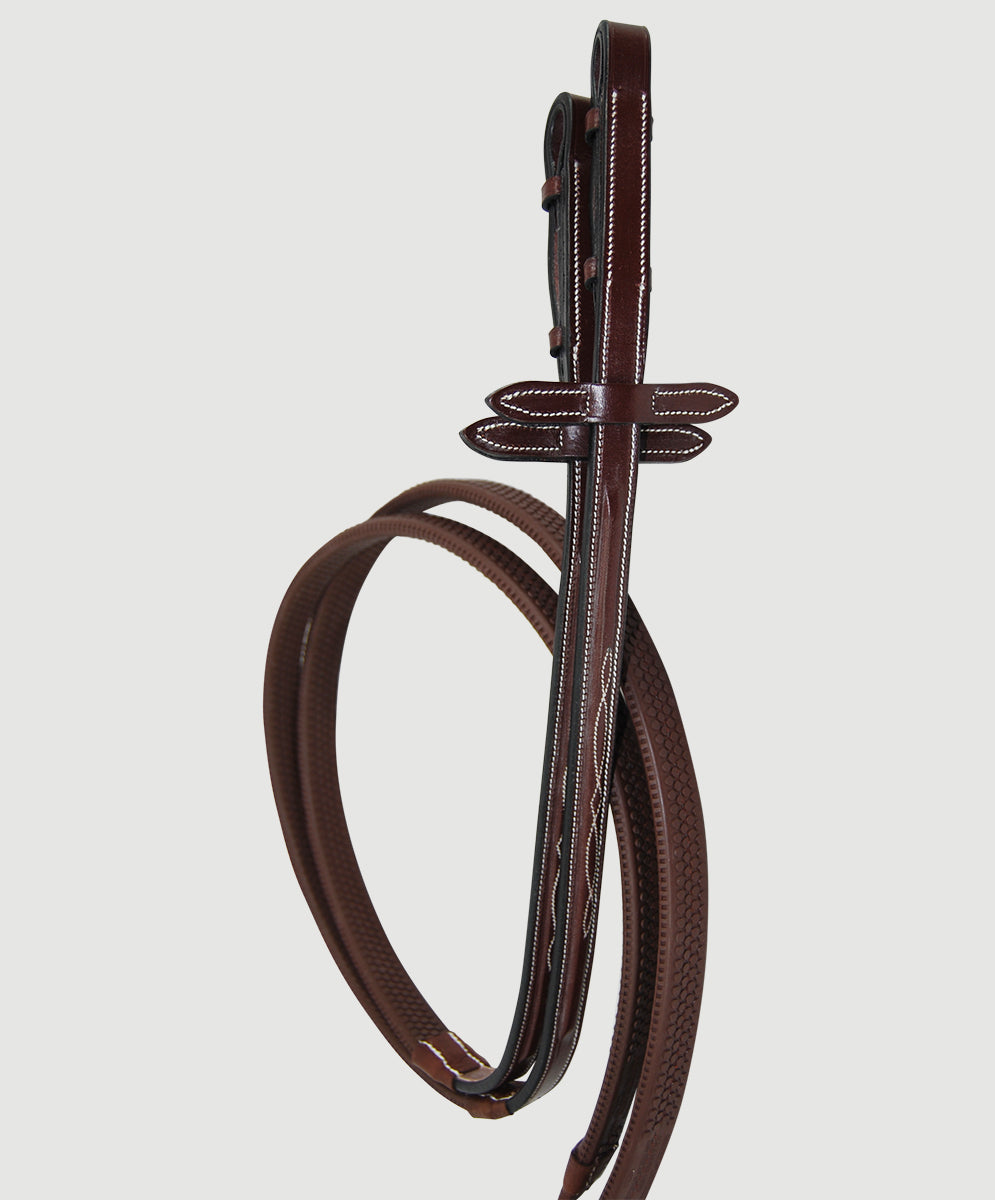 HBW301 Rein, Rubber, Raised, Fancy Stitch 5/8" C.M. Hadfield's Saddlery Inc.